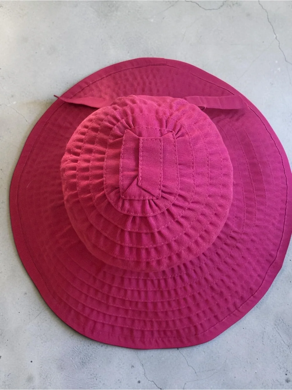San Diego Hat Company Fuchsia Wide Brim Packable Sun Hat UPF 50 Ribbon Bow Trave